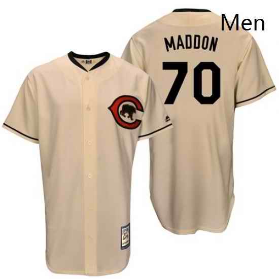 Mens Majestic Chicago Cubs 70 Joe Maddon Replica Cream Cooperstown Throwback MLB Jersey